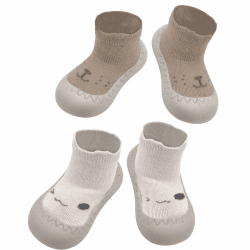2 Paar Baby Sockenschuhe, rutschfeste Niedlicher Cartoon Weicher Stricken Babybodenschuhe Krabbelsocken Baby Barfußschuhe Kinderschuhe für Baby Mädchen Junge Angebot bei HelloDeals