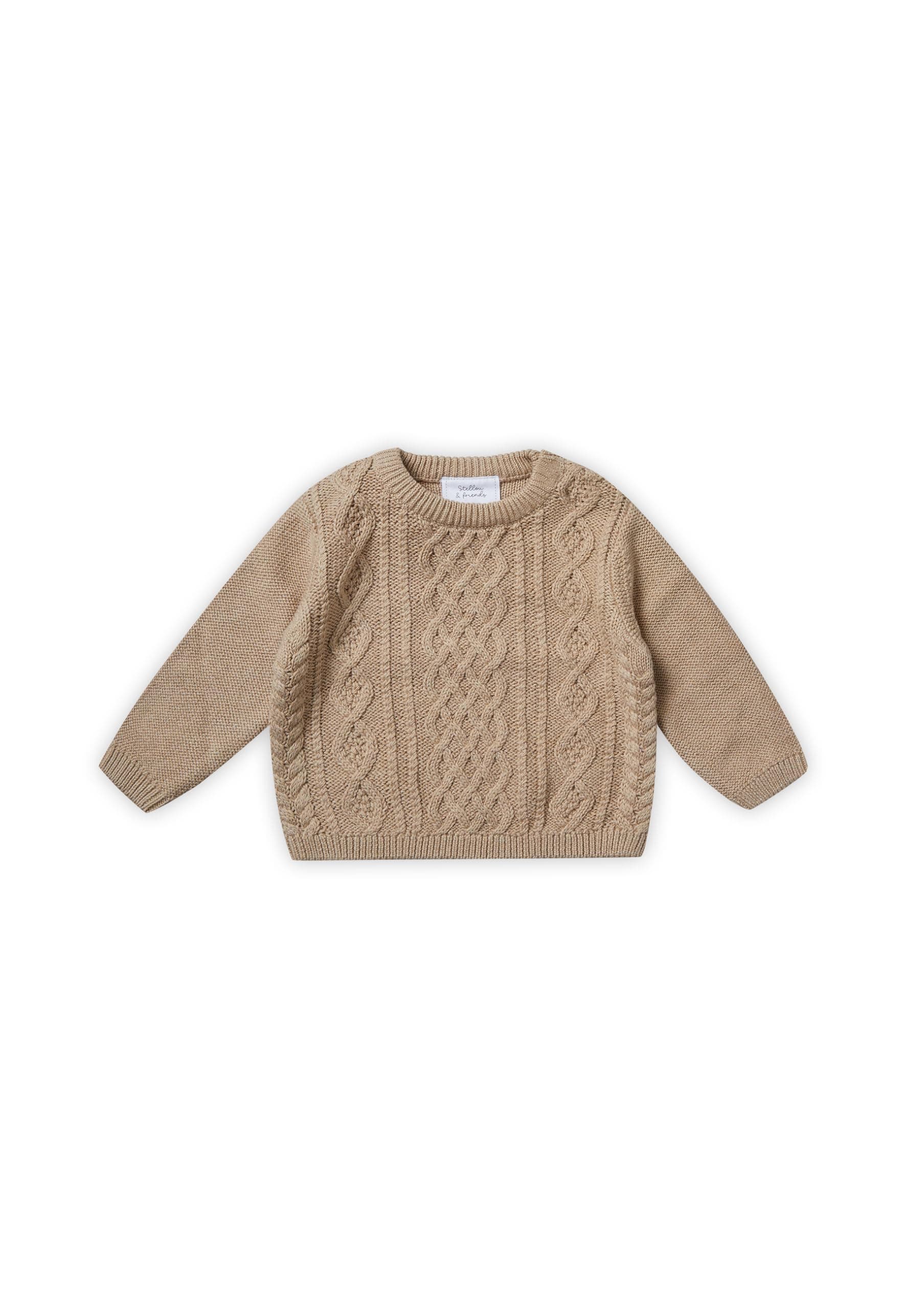 Stellou & friends Strickpullover für Jungen und Mädchen I Hochwertige Baby-Kleidung aus 100% Baumwolle - in diversen Farben erhältlich 86-92 Beige Melange