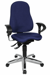 Topstar SI59UG26, Sitness 10 ergonomischer Bürostuhl, Schreibtischstuhl, inkl. höhenverstellbaren Armlehnen, Bezugsstoff blau, 113 x 58 x 44