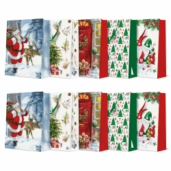PAW - Weihnachtstüten 30 x 41 x 12 cm - 10 Stück | Mix aus 5 Designs | Sehr große Geschenktaschen mit Stoffhenkel | Weihnachtsgeschenktüten | Elegante Weihnachtstaschen für Geschenke | Geschenktüten Big Mix Weihnachten