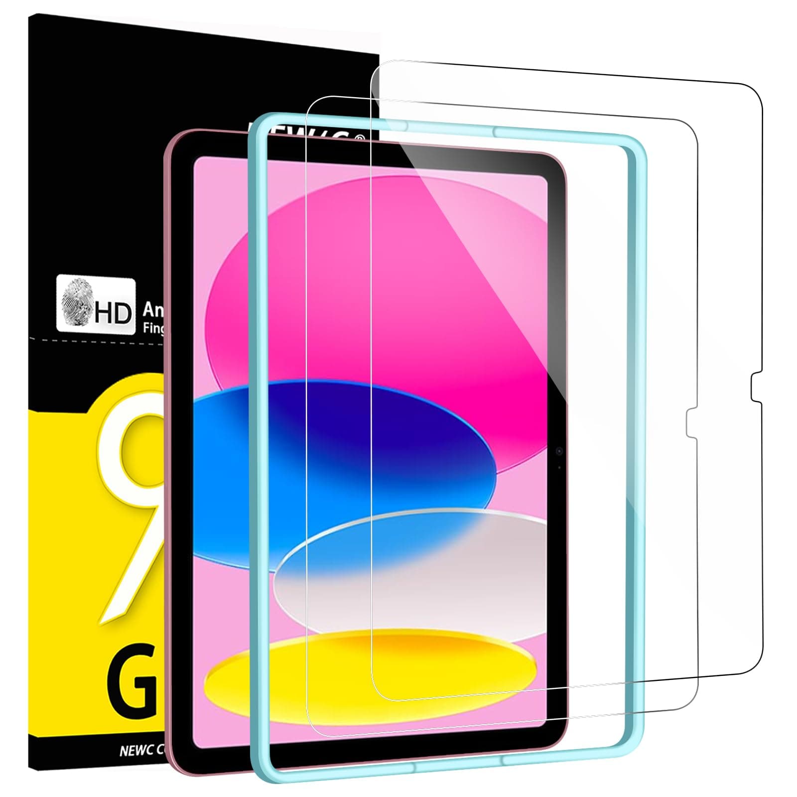 NEW'C 2 Stück, Schutzfolie für iPad (A16) 11. Generation 2025, iPad 10. Generation 10,9 Zoll 2022 und ein Ausrichtungswerkzeug, Panzer Schutz Glas Folie,9H Härte,HD Displayschutzfolie iPad 2022 10,9 Zoll Transparent Angebot bei HelloDeals