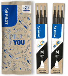 PILOT FriXion Ersatzminen 0.7 – 6 Stück – Farbe Schwarz – FriXion Nachfüllminen mit radierbarer Tinte – Kompatibel mit FriXion Ball & FriXion Clicker 0.7 – mittlere Stärke – Gel-Tintenrollermine
