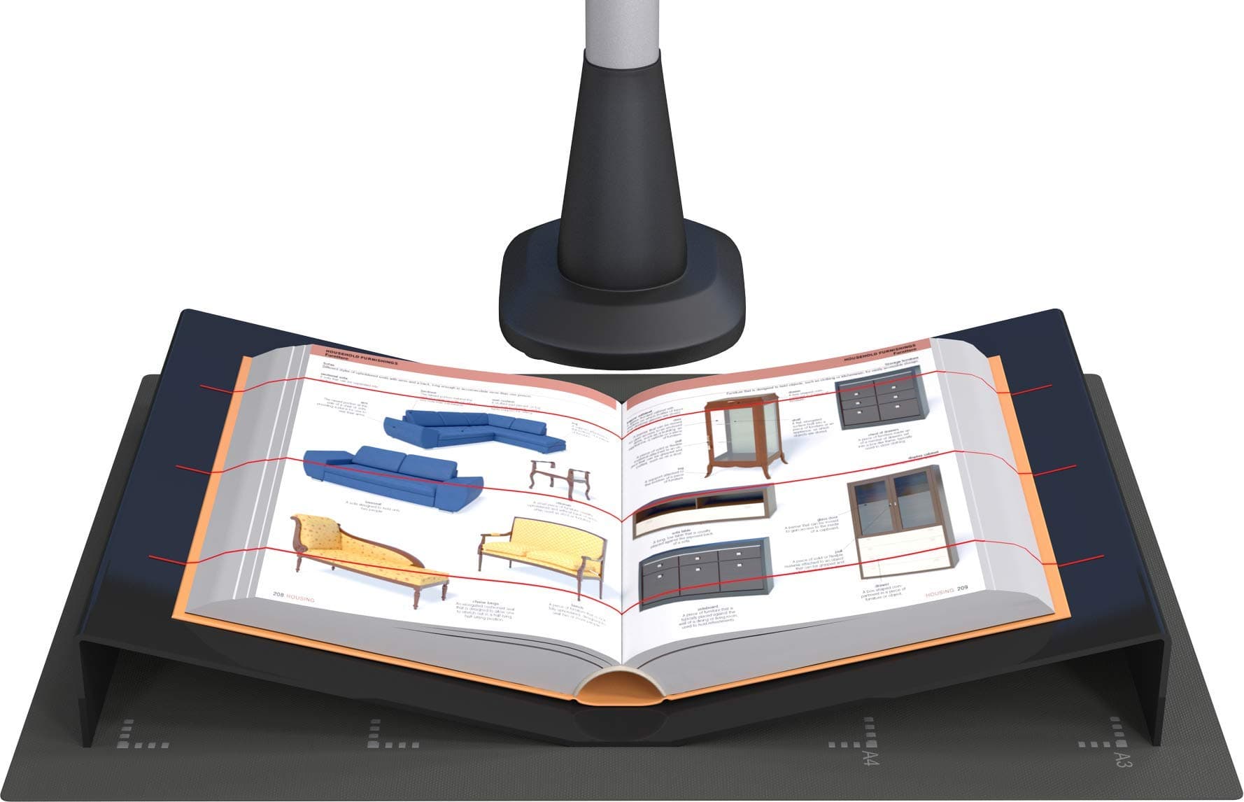 JOURIST Buchwiege für Aufsichtscanner und Buchscanner. Für Scanfläche bis A3. Aus schwarzem Acryl. Angebot bei HelloDeals