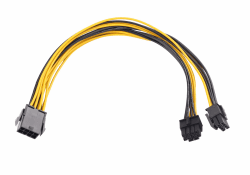 8-Pin (EPS 12V) zu Dual 8-Pin (4+4) CPU Stromkabel - 18AWG verzinnter Kupfer - 29cm - Kompatibel mit Dual-CPU Mainboards/Servern/Workstations