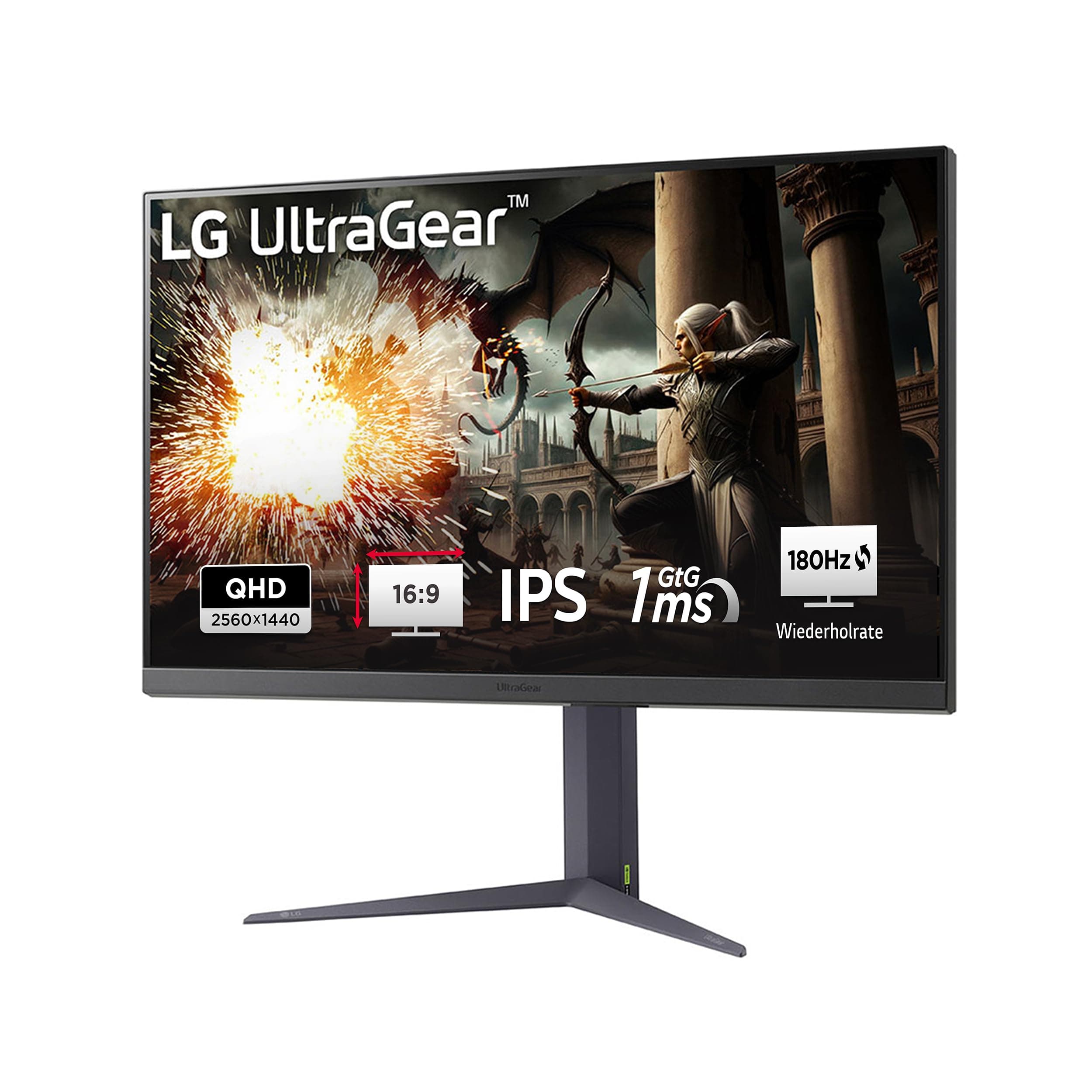 LG Electronics 32GS75QX-B.AEU Ultragear™ QHD Gaming IPS-Monitor 32" (80 cm), 2560 x 1440, 16:9, 1ms GtG, 180 Hz, HDR10, 400 cd/m² Helligkeit (typ.), NVIDIA G-Sync™ Compatible, AMD FreeSync™ - Grau Angebot bei HelloDeals