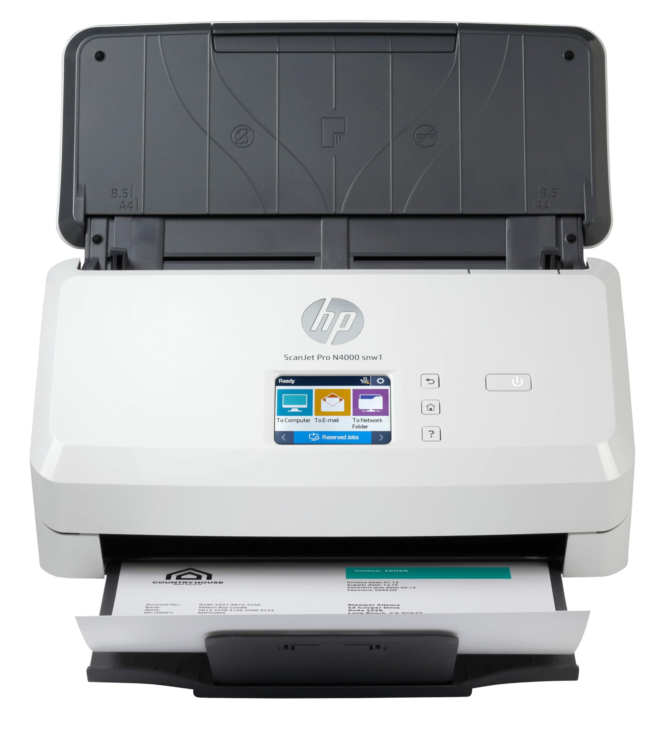 HP ScanJet Pro N4000 snw1, Scanner, Einzelblattzufuhr, 50-Blatt ADF, Ethernet, USB 3.0, Wi-Fi, bis zu 4.000 Seiten täglich, Kurzbefehle, farbiger Touchscreen Angebot bei HelloDeals