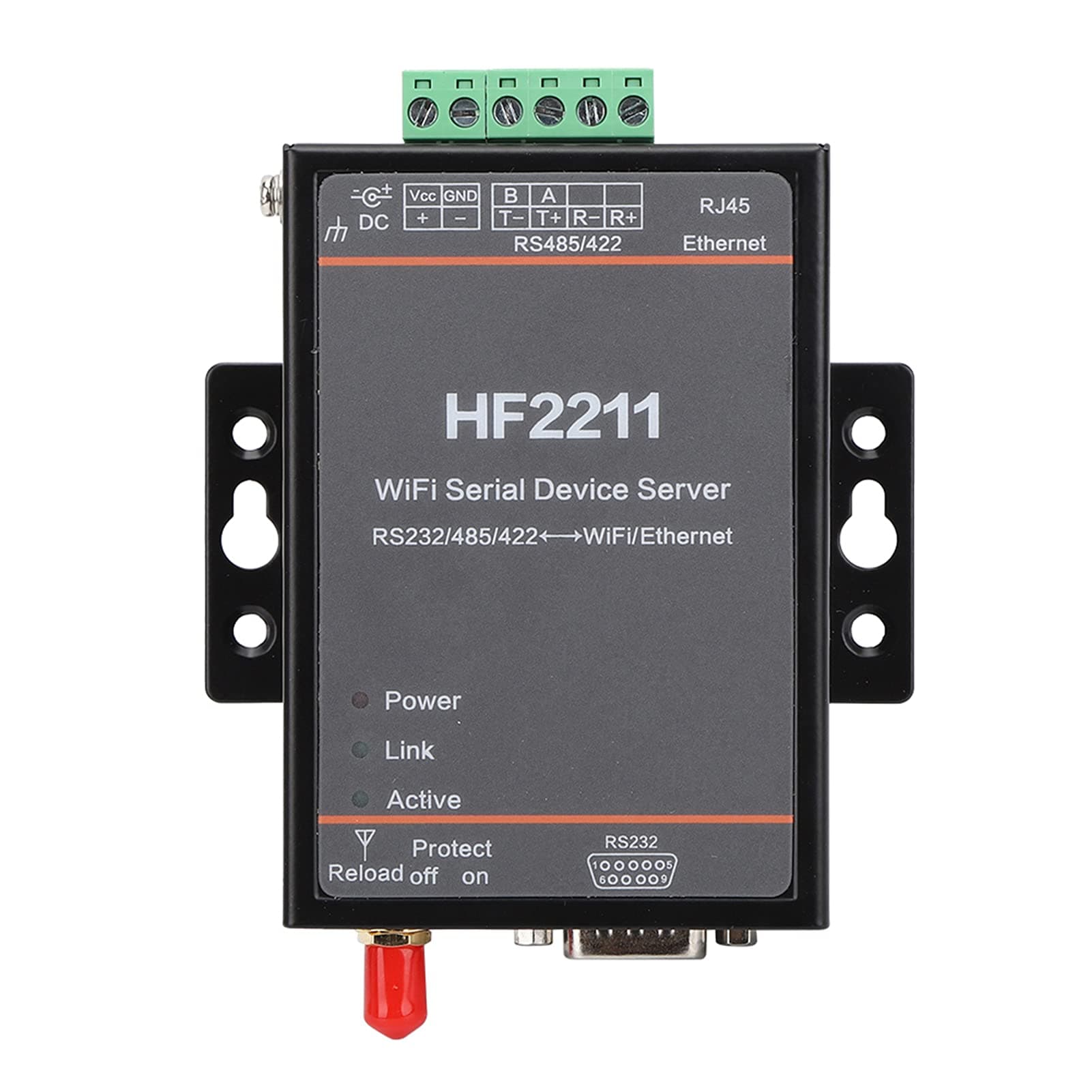 Hf2211 Serial Device Server Rs232 / 485/422 Zu WiFi Ethernet Dtu Kurznachrichten-Kommunikationsmodul Unterstützung Für Serielle 5-36Vdc-Datenkommunikationsgeräte,Industrieller Steckverbinder