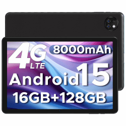 DOOGEE T10W Android 15 Tablet 10 Zoll 16GB RAM +128GB ROM (2TB TF) 2025 Neueste Tablet mit SIM Card Slot, 8000mAh Gaming Tablets Android 4G LTE/5G WiFi, Dual Kamera, BT5.0/ OTG/Face ID/USB Type C T10W(Schwarz)