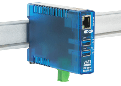 Wiesemann & Theis usb Server Megabit | Dongle Device Server | Ethernet Adapter (1x LAN, 2x USB 2.0 HighSpeed) | Hutschiene | Netzteil inkl.
