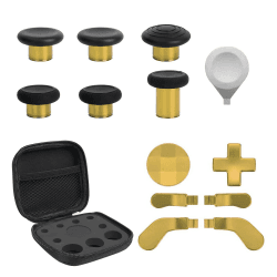 13 in 1 Metal Thumbsticks for Xbox Elite Controller Series 2 Zubehör, Replacement Magnetic Buttons Kit Includes 6 Metal Plating Joysticks, 4 Paddles, 2 D-Pads, 1 Adjustment Tool (Chrome Gold)