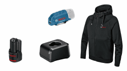 Bosch Professional Beheizbare Sweatjacke GHH 12+18V XA (inkl. USB-Ladeadapter GAA 12V-21 und GBA 12V 2.0Ah Akku und Ladegerät GAL 12V-20) - Größe L L mit Akku+Ladegerät Angebot bei HelloDeals