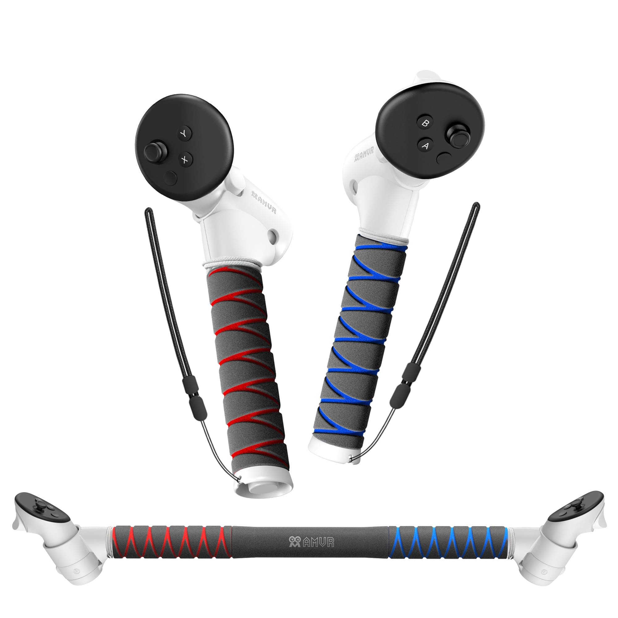 AMVR Verbesserte Griffaufsätze, Kompatibel mit Meta/Oculus Quest 3S/Quest 3 Zubehör, 3-in-1 VR Gorilla Tag Long Arms Sticks, Beat Saber Griffe, Golf Club Attachment, Verlängerungsgriffe, VR-Spiel Angebot bei HelloDeals