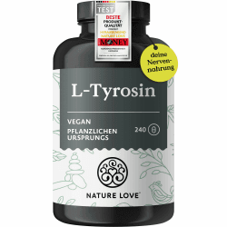 Nature Love L-Tyrosin 240 vegane Kapseln - 1000 mg pro Tagesdosis - 4 Monate Reichweite - aus Fermentation, laborgeprüft und in Deutschland produziert - ohne unerwünschte Zusätze Angebot bei HelloDeals
