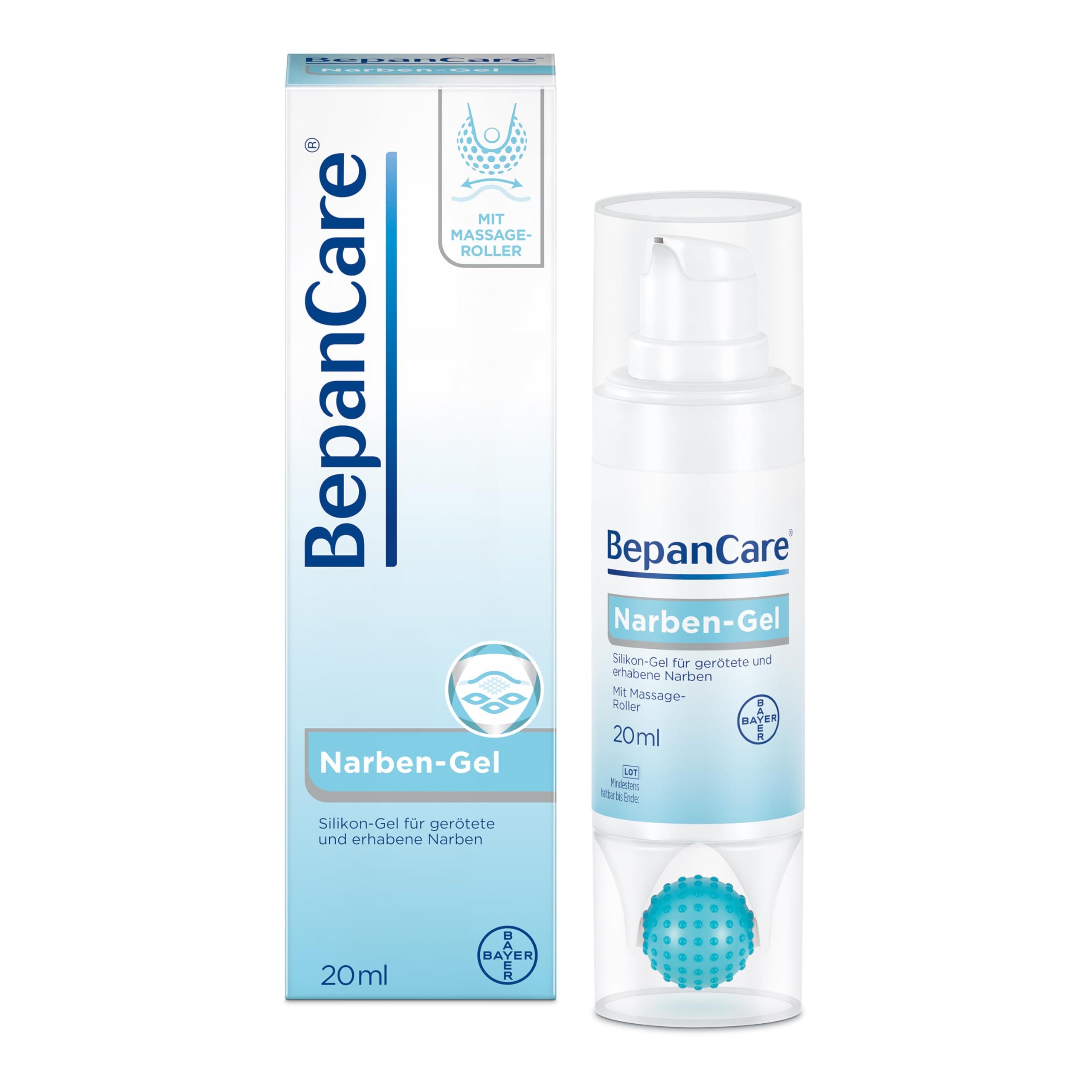 Bepanthen Narben-Gel für glattere und unauffälligere Narben mit Massage-Roller, lindert Juckreiz und Spannungsgefühl, 20 g Angebot bei HelloDeals
