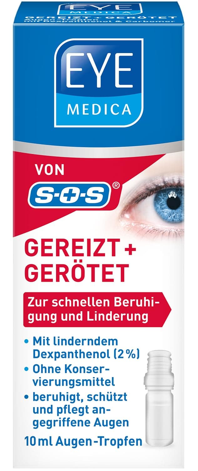 EyeMedica Gereizt + Gerötet, Augentropfen zur Beruhigung der Symptome von strapazierten Augen, Pflege für gerötete, gereizte und trockene Augen, für Kontaktlinsenträger geeignet, 1 x 10 ml Angebot bei HelloDeals