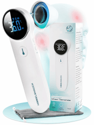 Fieberthermometer Ohr & Stirn | 3 in 1 Messgerät | Ohrthermometer Babys Kinder & Erwachsene | Stirnthermometer kontaktlos | Digitales Fieber-Thermometer | Infrarot Fiebermesser Angebot bei HelloDeals
