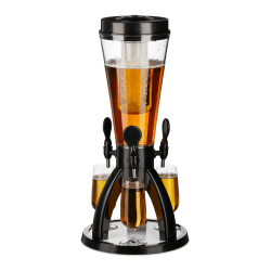 Relaxdays Biersäule mit 3 Zapfhähnen, 4 l, Getränkespender mit Kühlung, Biertower Garten, Zapfsäule, transparent/schwarz Angebot bei HelloDeals