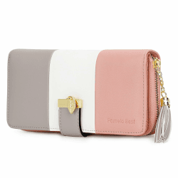 Pomelo Best Damen Geldbörse Mehrfarbig gestreift Portmonee Mehrfarbig, Gestreift, Grau und Rosa Angebot bei HelloDeals