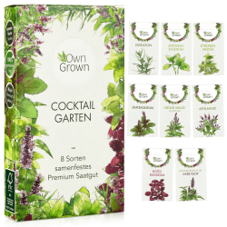 Cocktail Kräuter Samen Set von OwnGrown - 8 Sorten Samen für frische Kräuter Pflanzen auf Fensterbank, Balkon oder im Garten - Zitronenmelisse, Basilikum, Estragon, Minze und mehr Angebot bei HelloDeals