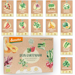 BIO Gartenjahr Gemüse Samen Set - 12 Sorten Demeter Gemüse Saatgut für das ganze Jahr | Seltene u. alte Gemüsesamen allesamt samenfest | Für Balkon, Hochbeet, Garten & als Geschenk | Loveplants Angebot bei HelloDeals