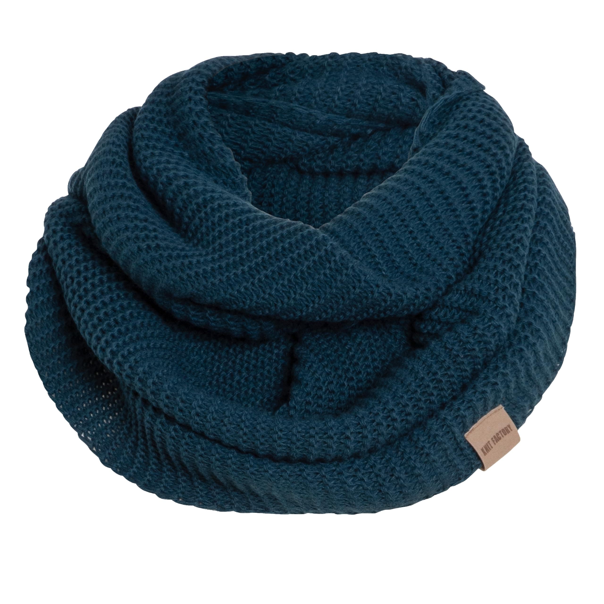 KNIT FACTORY - Jamie Loop Schal - Gestrickter Schlauchschal - Herbst & Winter Essentials - Zeitloses Mode-Accessoire - Für Damen und Herren - Strickschal mit Wolle Petrol Angebot bei HelloDeals