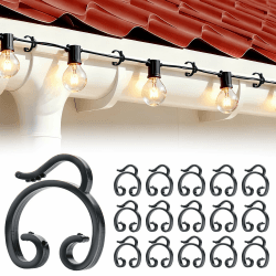 Dachrinnenhaken für Lichterkette Befestigung Außen 50 Stücke Mehrfunktional Dachrinnenhalter, Wasserdicht und Frostsicher für Weihnachten Eisregen Lichterkette, G40, Schwarz Angebot bei HelloDeals