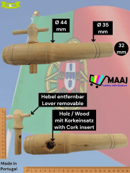 ZAPFHAHN/PIPE/TAP FÜR WEINFÄSSER AUS HOLZ UND KORK VON 1 bis 225 Liter 10 verschiedene Größen - MADE IN PORTUGAL (12059 Jumbo Ø min.=32mm) Angebot bei HelloDeals