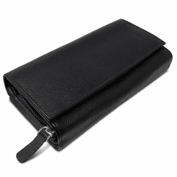 ROYALZ 'Orelia' Vintage Leder Geldbörse für Damen Portemonnaie groß mit vielen Fächern RFID-Blocker Brieftasche Querformat Schwarz Angebot bei HelloDeals