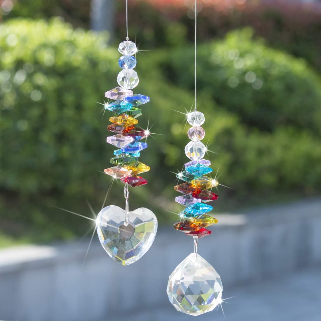 H&D HYALINE & DORA Sonnenfänger Kristall Herz Prisma Glas Chakra Perlen, Sonnenfänger Fensterdekoration, 2 Stück Regenbogen Angebot bei HelloDeals