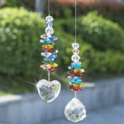 H&D HYALINE & DORA Sonnenfänger Kristall Herz Prisma Glas Chakra Perlen, Sonnenfänger Fensterdekoration, 2 Stück Regenbogen Angebot bei HelloDeals