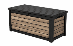Keter Northwood Auflagenbox/Kissenbox 623 Liter | 100% Wasserdicht mit Belüftung dadurch kein übler Geruch/Schimmel Moderne Holzoptik | Deckel belastbar bis 250 KG | Deckel mit Gasdruckfedern Angebot bei HelloDeals