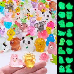 60 Stück Mini Harz Tiere, Mini Leuchtende Figuren Bunte Kleine Tierfiguren Winzige Tiere Leuchtend für Gartendeko DIY Micro Landschaft Szenen Heimdekorationen Angebot bei HelloDeals