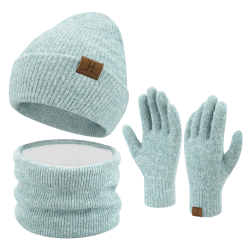 Damen Winter Beanie Mütze Schal Touchscreen Handschuhe Set Warme Wintermütze Loop Schal Schlauchschal Winterhandschuhe Weihnachten Geschenk für Frauen Lichtgrün Einheitsgröße Angebot bei HelloDeals