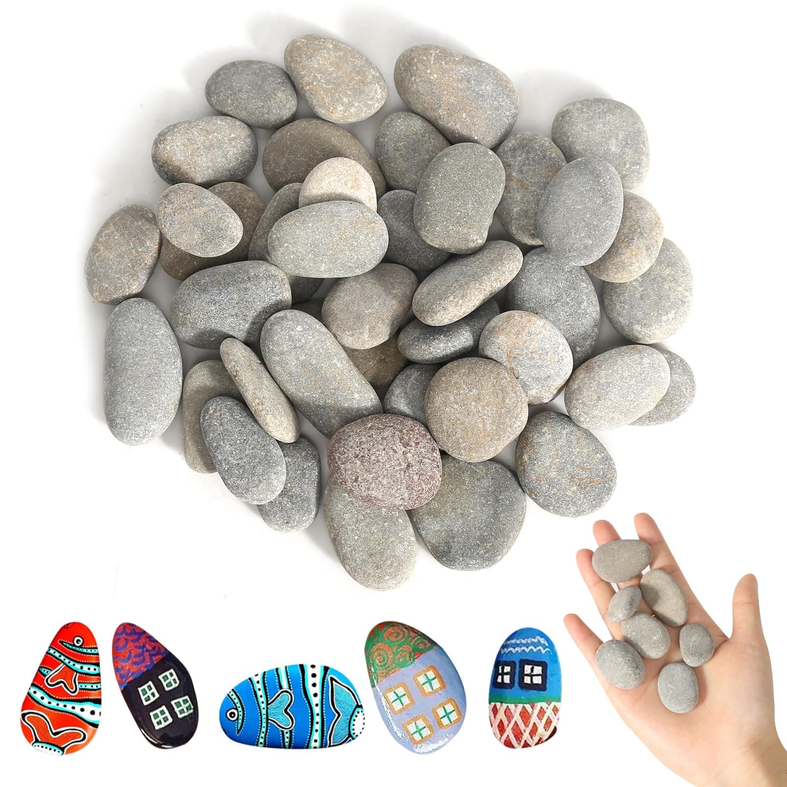 40 Stücke Steine zum Bemalen, 1-3 CM gemalter Kieselsteine Glatte Kieselsteine zum Bemalen Strand Kiesel, Kies Dekosteine Naturstein DIY Aquarium Steine für Bunte Malerei Dekoration Angebot bei HelloDeals