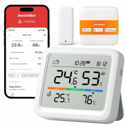 SwitchBot Wlan Wetterstation Funk mit Außensensor, Matter Hygrometer Thermometer Innen, Temperatursensor mit IP65 Außenthermometer und Matter Hub, Kompatibel mit Alexa, Apple Home, Google Home Wetterstation (Wlan) Angebot bei HelloDeals