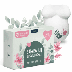 Amari ® Gipsabdruck Babybauch Set - Gipsabdruckset Babybauch - Geschenk werdende Mutter, Gips für den Bauchabdruck -Erinnerungen Schwangerschaft Eukalyptus Angebot bei HelloDeals