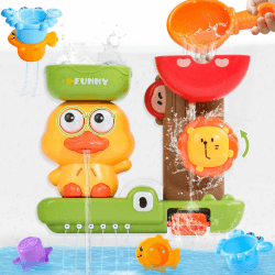 Badewannenspielzeug, Badespielzeug Baby ab 1 Jahr, Baby Spielzeug ab 1 Jahr, 1 Löffel & 3 Stapelbare Tier-Becher, Geschenk 1 2 3 Jahre Junge Mädchen, Wasserspielzeug Kinder ab 6-18 Monate Angebot bei HelloDeals