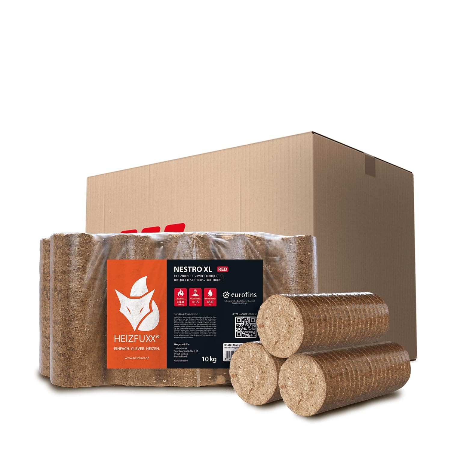 HEIZFUXX Holzbriketts Nestro XL Red - Hartholzbriketts 20 kg (2x10 kg) - Premium Briketts für Kamin, Heizkessel & Ofen - Hoher Heizwert, geringer Aschegehalt & maximale Energieausbeute Angebot bei HelloDeals