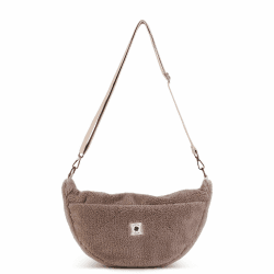Premium Teddy Moonbag large– Crossbody oder am Kinderwagen - mit Innen-& Außentasche & verstellbarem Gurt– ideal als Crossbody-Bag, Halbmondtasche, Kinderwagen-Organizer, Buggy-Tasche. Taupe Angebot bei HelloDeals