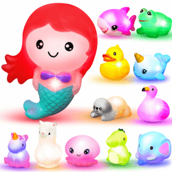 JOYIN 12 Stück leuchtende Badespielzeuge, Kleinkind blinkende Bunte LED-Badewanne Meerjungfrau Spielzeug, Baby Bathtime schwimmenden Gummi Dusche Spielzeug Angebot bei HelloDeals