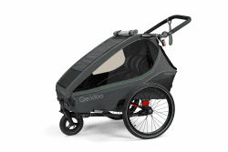Qeridoo Kidgoo 2 | Fahrradanhänger 2 Kinder | Fahrrad Anhänger Kinder mit Federung & Easy ARS | Jogger Kinderwagen | Kinderfahrradanhänger klappbar | Kinderbuggy 45L | Walker & Bike Trailer Ivy Green Angebot bei HelloDeals
