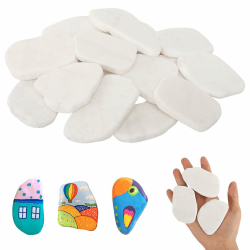 prota 15 Stück Steine zum Bemalen, 5-8 cm Glatte Große Kieselsteine, Flache Kieselsteine zum Basteln Weiße Kies Dekosteine Strand Kiesel Garten Kieselsteine für Bunte Malerei Dekoration Angebot bei HelloDeals