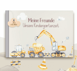 Meine Kindergarten Freundebuch, Ein Album für meine ersten Freunde, Alle meine Freunde, Freundschaftsbuch für Mädchen und Jungs zum Ausfüllen (Bagger 001) Angebot bei HelloDeals