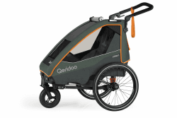 Qeridoo Lynix 1 Forest Green | Fahrradanhänger Kinder 1 sitzer | Fahrrad Anhänger Kinder mit Federung & Gurtsystem | Jogger Kinderwagen | Kinderfahrradanhänger klappbar | Kinderbuggy | Walker & Bike Angebot bei HelloDeals