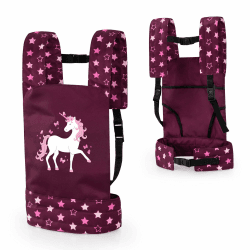 Bayer Design 62223AA Puppentrage EasyCarry, gepolstert, verstellbare Riemen, hinten und vorne tragbar, für Puppen und Plüschtiere, Bordeaux, Rosa, Einhorn Angebot bei HelloDeals