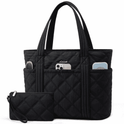 LOVEVOOK Shopper Tasche Handtasche Damen Mittelgroß, Leicht Puffer Tote Bag Arbeitstasche mit Reißverschluss, 15,6 Zoll Laptoptasche Lehrertasche Handbags Women für Uni Büro Arbeit Reisen, Schwarz M A-schwarz Angebot bei HelloDeals