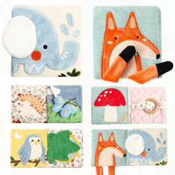 WOODEN TEETHER Babybuch Stoffbuch mit Spiegel, Baby Spielzeug 0-6 Monate Sensorisches Buch - Interaktive Fühlbuch Knisterbuch Babyspielzeug Geschenke für Neugeborene - Elefanten Klassische Version Angebot bei HelloDeals