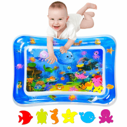 SUNSHINEMALL Wassermatte Baby Bpa Frei 66×50CM Wasserspielmatte Baby Wasser Spielmatte Sensorik Spielzeug Krabbelmatte Baby 3 6 9 Monate Tummy Time Toys Water Mat(Blaue Neue Meereswelt) Angebot bei HelloDeals