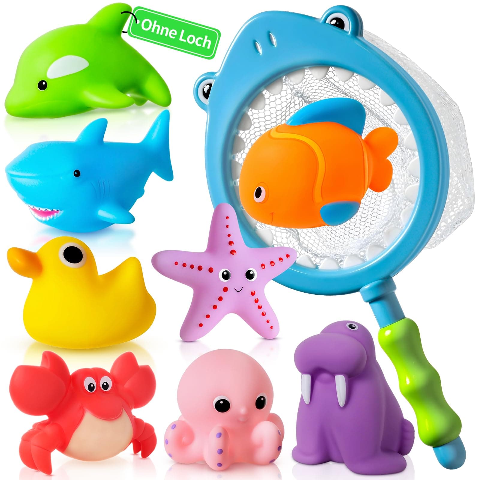 Ohne Loch - Badespielzeug Baby ab 1 2 3 4 Jahr, Wasserspielzeug Kinder Badewannenspielzeug Pool Schwimmbad Spielzeug ( Schimmelfreies 9 Stück ) Angebot bei HelloDeals
