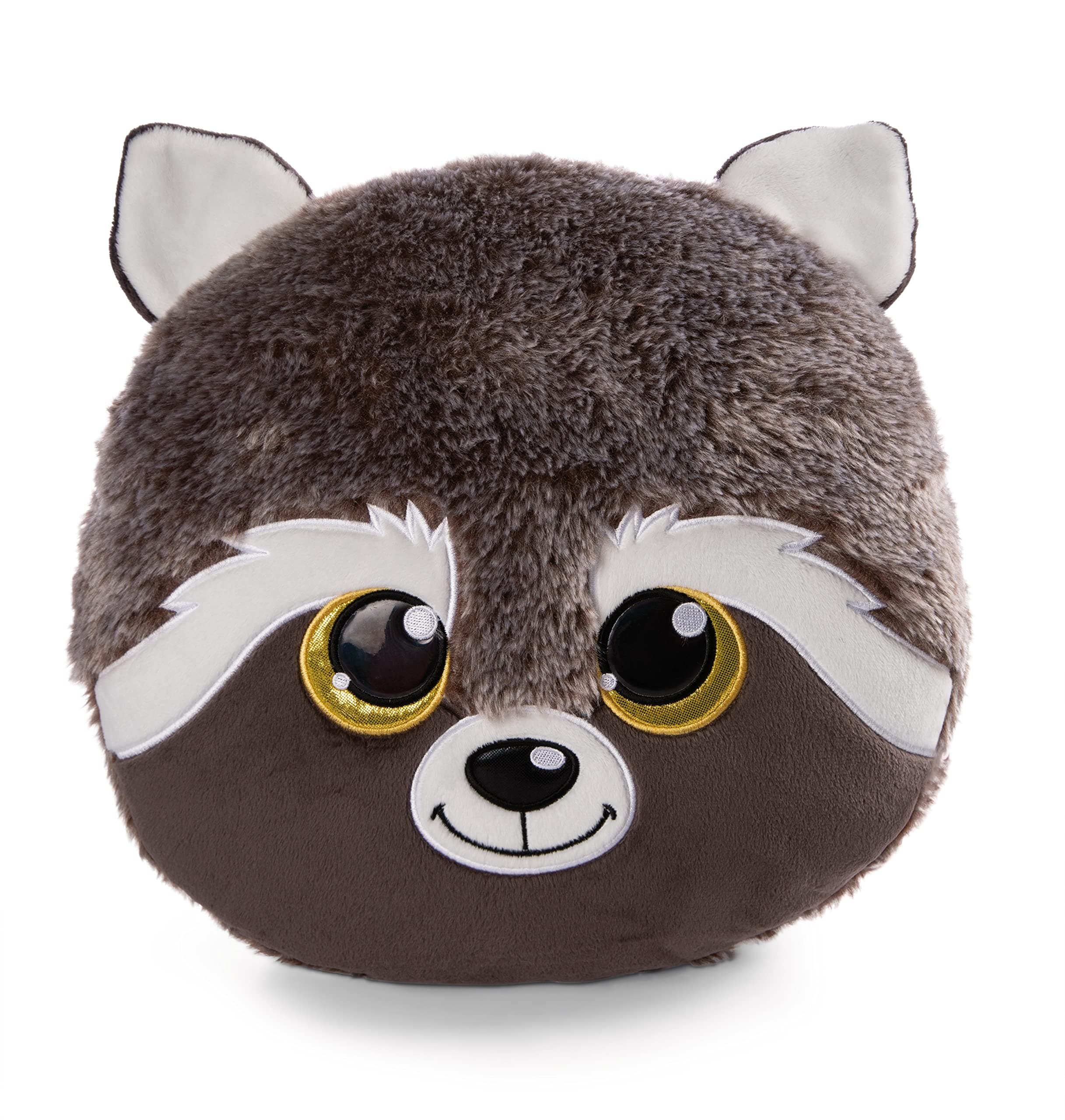NICI GLUBSCHIS Kissen Waschbär Clooney 33 x 32 cm – rundes Kuschelkissen aus weichem Plüsch, Dekokissen für Kinder & Erwachsene, 48586, tolle Geschenkidee, braun Angebot bei HelloDeals